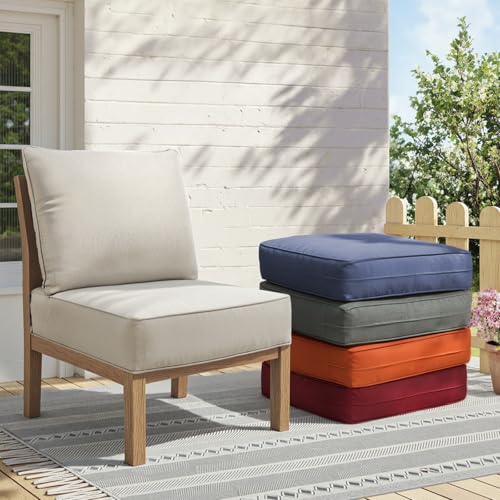 Image of 6 inch Thick Patio Chair Cushions - 24 inch* 24 inch Patio Furniture Cushions with Water Resistant & Removable Cover, 28D High Density Sponge Patio Cushion for Outdoor Furniture Couch Chair Beige