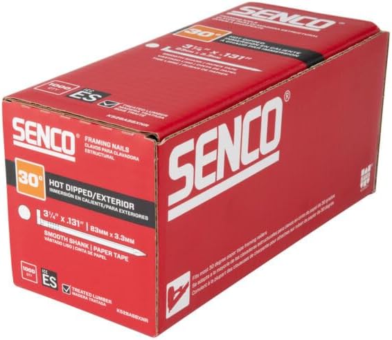 SENCO Framing Nails | 30 Degree | 2-3/8 Inch x .113 | Ring Shank | Paper Tape Collated Nail | Hot Dipped Galvanized |1,000 ct.| G624ASBXNR