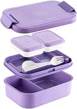 Leakproof, Microwave & Dishwasher Safe Lunch Box for Kids & Adults - 1900ML, Stackable with Dividers, Food Storage with Fork and Spoon, Ideal for School, Office, and Travel