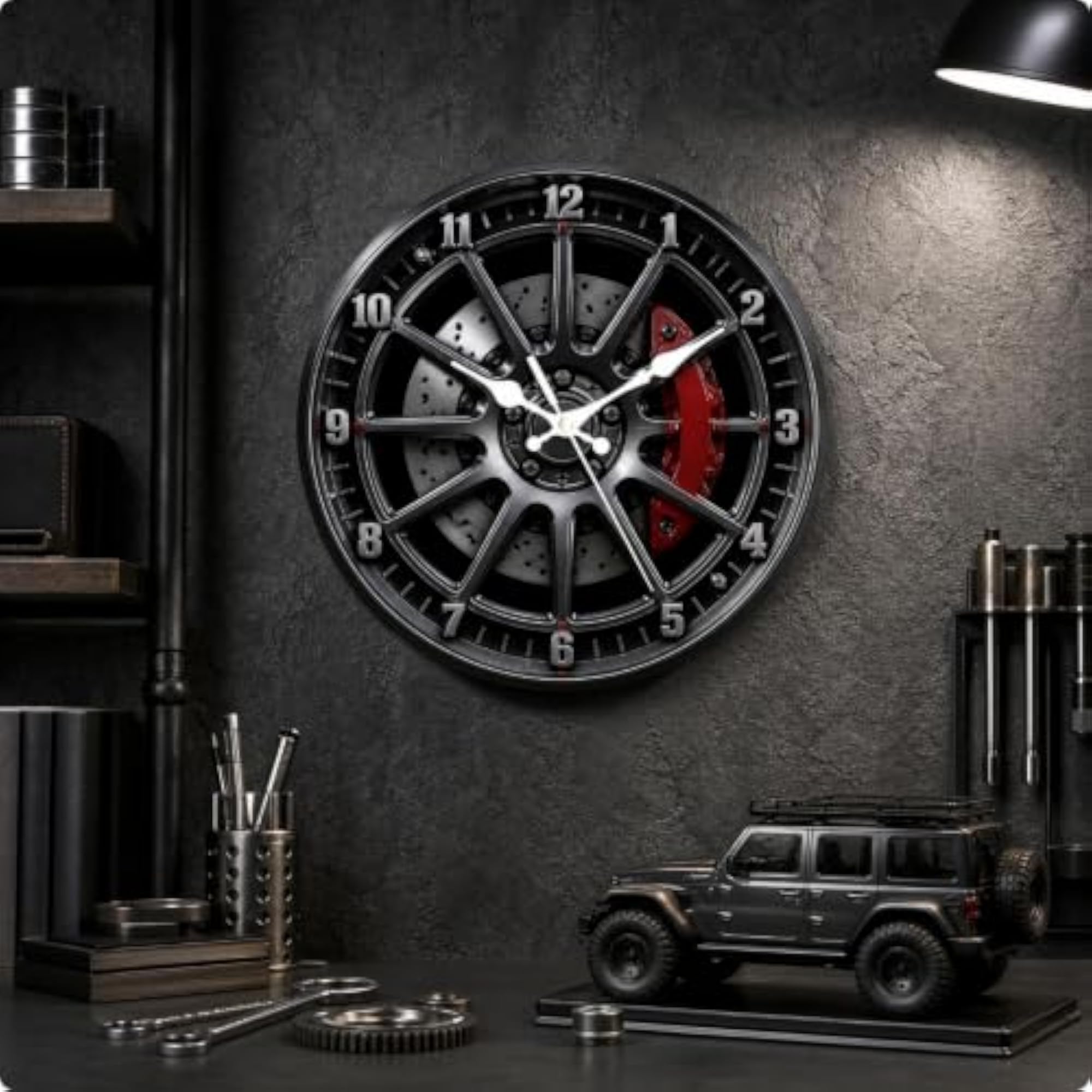 Wheel-Wall-Mounted Clock, Decorative Round Wall Clock