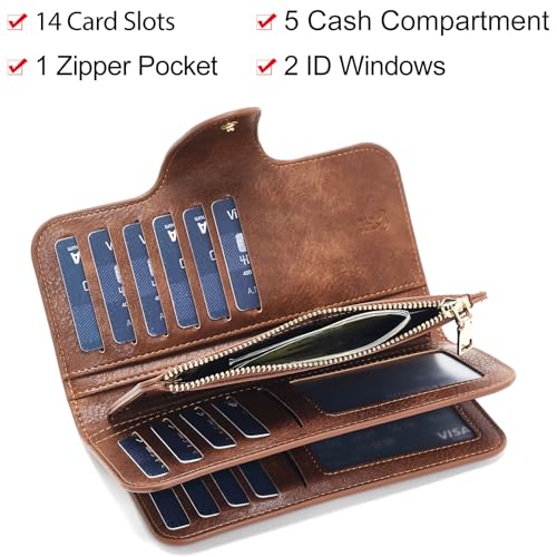 FOXLOVER Wallet For Women PU Leather RFID Blocking Womens Wallet Trifold Card Holder Ladies Clutch with ID Window4