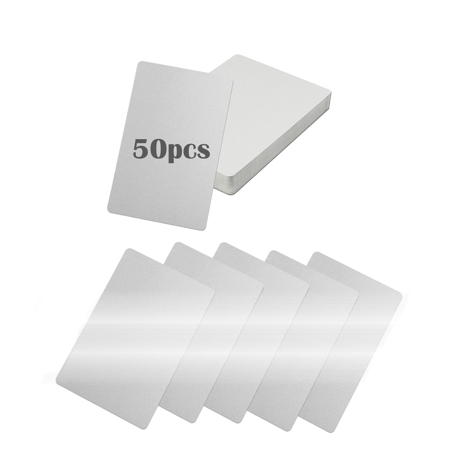 AolKee Silver Metal Business Cards, Pack of 50, 8.6 x 5.4 cm, Aluminum Alloy