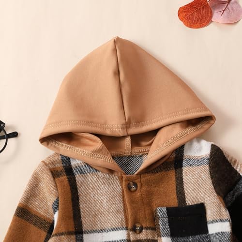 Douhoow Toddler Unisex Baby Clothes Boys Girls Flannel Shirt Tops Plaid Hoodie Sweatshirt + Sweatpants Fall Winter Outfits4