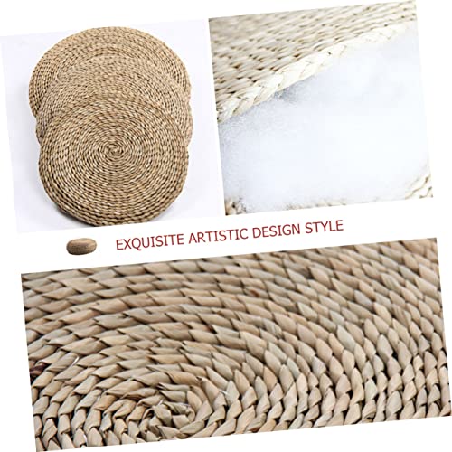 CAXUSD Space Cotton Seat Cushion 40Cm Round Handmade Yoga Meditation Pillow Comfortable Straw Braid Cushion for Home Use - Image 2