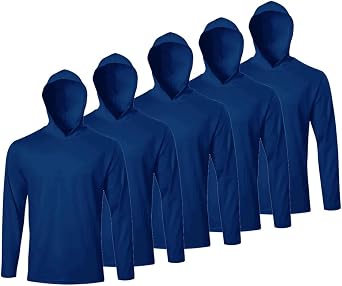 Facitisu Men Long Sleeve Tee Shirts with Hooded 5 Pack Athletic Pullover Dry Fit Sweatshirts Gym Hoodies