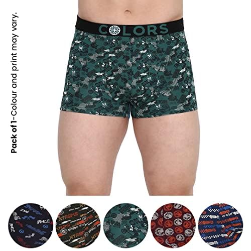 Image of COLORS Rupa Frontline Men's Printed Mini Trunks | Soft-Touch Cotton Stretch | Snug Fit | Breathable Fabric | Pack of 1-90 Cm, Blue