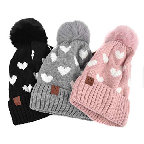 Image of Nollia Women's Pom Pom Knit Winter Beanie for Cold Weather - Warm Fleece - Cable Knit