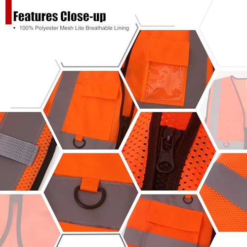 Image of Safety Vest for Men Women Hi Vis Vest with Pockets Mesh High Visibility Vests Meets ANSI /ISEA Standards