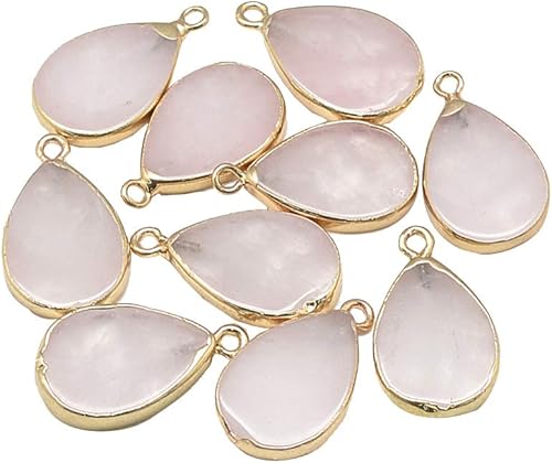 AirsORY - 20 colgantes de cuarzo rosa natural con accesorios de hierro para hacer joyas, 22  23 x 13  0.551in