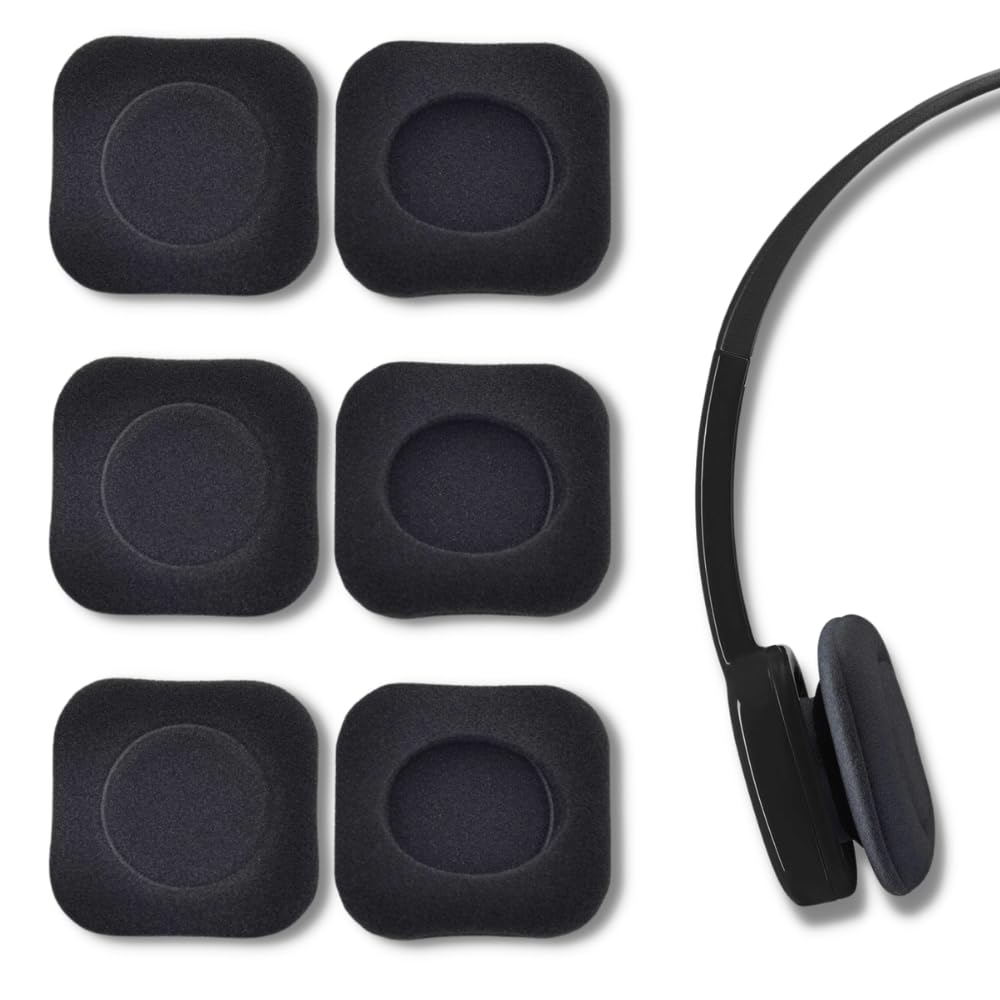 Crysendo Square Headphone Sponge for Logitech H130, H150, H151, H250 Headphones (48mm / 4.8cm) | 5mm Thick Replacement Foam Sponge Ear Pads | Soft Ear Muffs for Enhanced Comfort | Pack of 6 (Black)-image-2