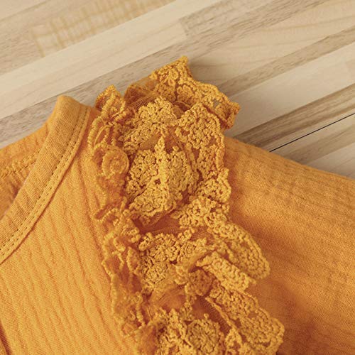 Cotton Baby Infant Jumpsuit Piece Clothes Bow Girl Romper One Linen Lace Girls Romper&Jumpsuit (Yellow, 0-3 Months) #TOP1