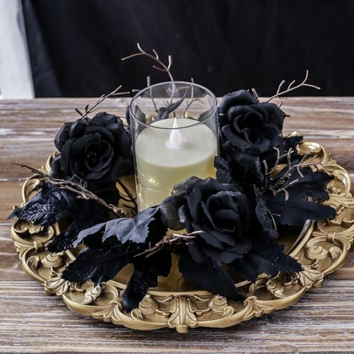 2 Pcs Fall Wreath, 9" Versatile Durable Elegant Artificial Candle Wreath (Black) - image 6