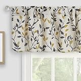 Inselnwald Tree Leaves Linen Kitchen Valance, Small Window Curtain Valance for Bathroom Dining Room