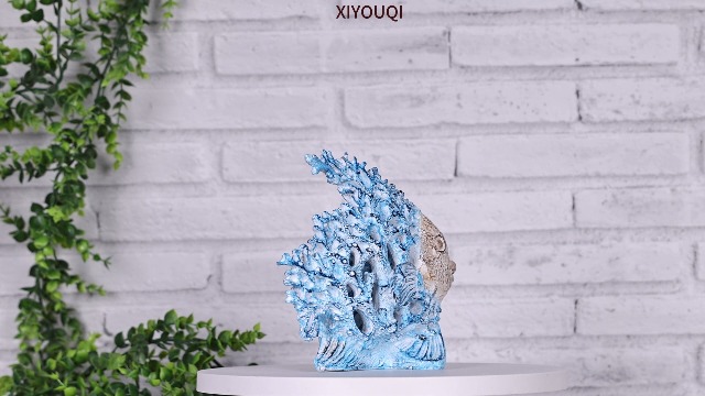 Figura Decorativa Pez Ángel Costero 7.3 in Turquesa miniatura 7