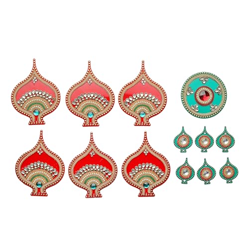 Rangoli acrílico de diseño reutilizable para decoración tradicional del hogar 4