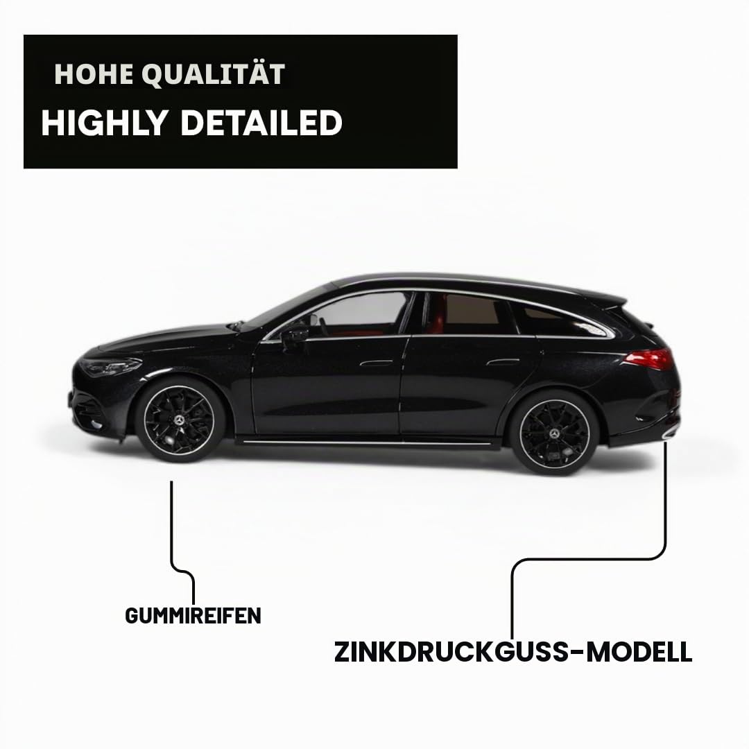 Mercedes‑Benz CLA Shooting Brake mit EQ-Technologie 1:18 Modellauto Diecast – Premium Miniatur in Polarweiß mit EQ‑Technologie, detailreiches Metallmodell für Sammler (kosmosschwarz)