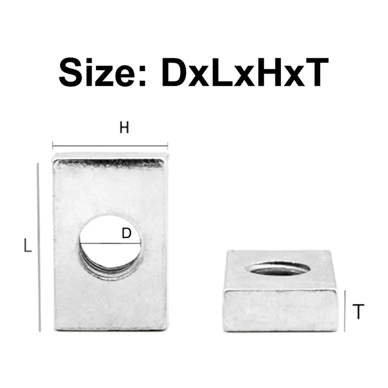 Rechteckmutter 10–50 Stück Vierkantmuttern M3, M4, M5, M6, M8, Rechteckmuttern, dünne Gleitblockmuttern, Zubehör for Aluminiumprofile(10pcs,M8x25x15x5)