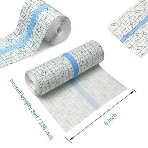 Image of Flatoedu Tattoo Aftercare Bandage Roll 8 inchx 8 Yard - Waterproof Transparent Film for Tattoo Initial Healing and Skin Repair Adhesive Tattoo Supply Wrap