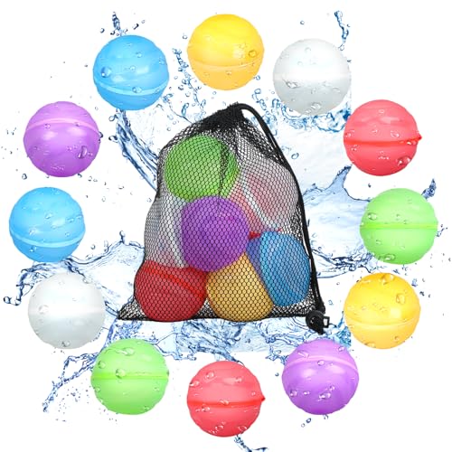 UMYQAQ 2024 Seashell Shaped Reusable Water Balloons, Summer Pool Beach Water Toys for Boys and Girls, Quick Fill Water Balls Toys, Self Sealing Water Ball,Outdoor Activities Water Games Toys(12pc)