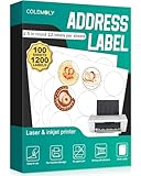 Colemoly Round Labels - 100 Sheets 2.5'(12 UP) Mailing Circle Sticker Paper for Laser/Inkjet Printer 1200 Blank White Matte Adhesive
