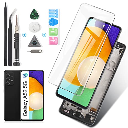 Screen for Samsung Galaxy A52 5G Screen Replacement for Samsung A52 5G A526U A526T A526V SM-A526A A526B A526U1 A526W LCD Display Touch Screen Digitizer Assembly with Kit(with Frame)