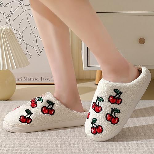 Image of FAYUEKEY House Slippers for Women Fuzzy Mens Fruit Series Strawberry Memory Foam slippers Bedroom Shoes