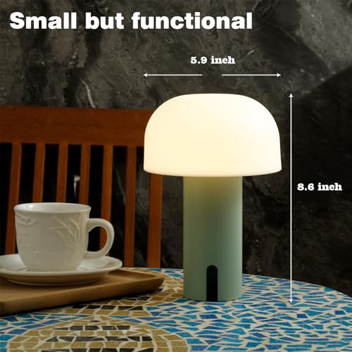 Image of Mushroom Table Lamp, Cordless Rechargeable Touch Light, Waterproof
