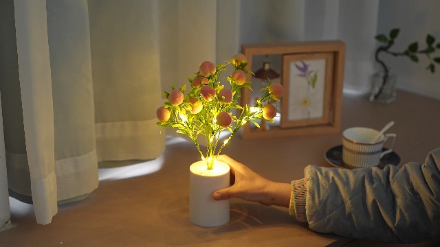 Image of Artificial Peach Tree Lamp, Home Cafe Decor Light Birthday Gifts for Women