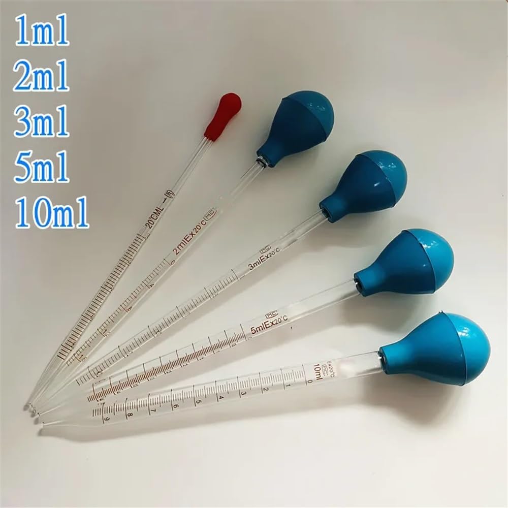 Szklana pipeta z zakraplaczem, Laboratoryjna pipeta z kroplomierzem ze skalą i gumową główką, 1-10ml, 2/4szt(2ml 2pcs)