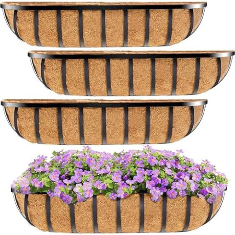 HFHOME 30" Window Box Deck Railing Planter Set Cover