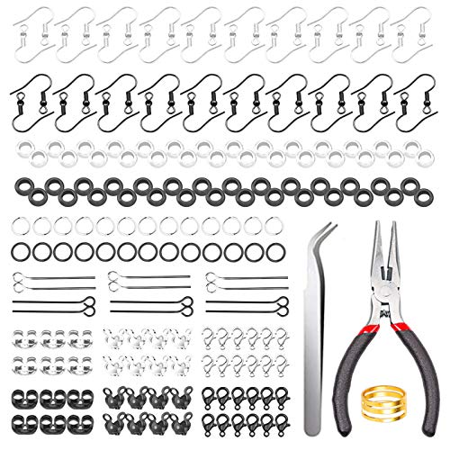Feein 780Pcs Earring Making Supplies Kits,60Pcs Earring Hooks Hypoallergenic With 100Pcs Surgical Steel Earring Backs 200Pcs Jump Rings Eye Pins For Earring Jewelry Making - Gun Black And Silver #TOP7