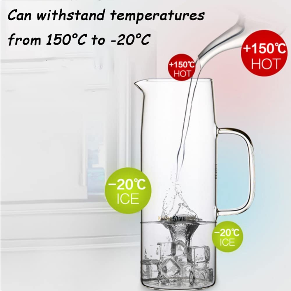 Nff Jarra De Cristal, Jarra De Cristal De 1,2 L con Tapa, Jarra De Agua De Cristal De Gran Capacidad con Asa Apta For Zumo, Té, Leche, Café