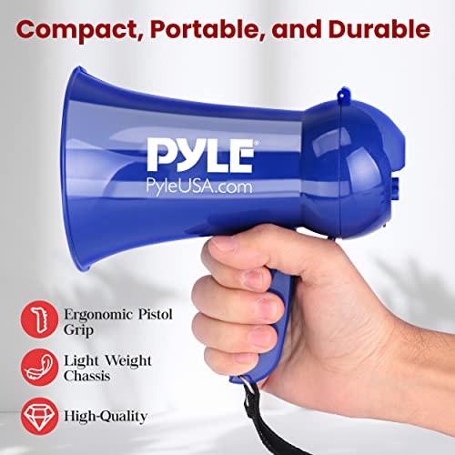 Pyle Megafone portátil – Alto-falante de buzina operado por bateria com sirene, alto-falante de micr