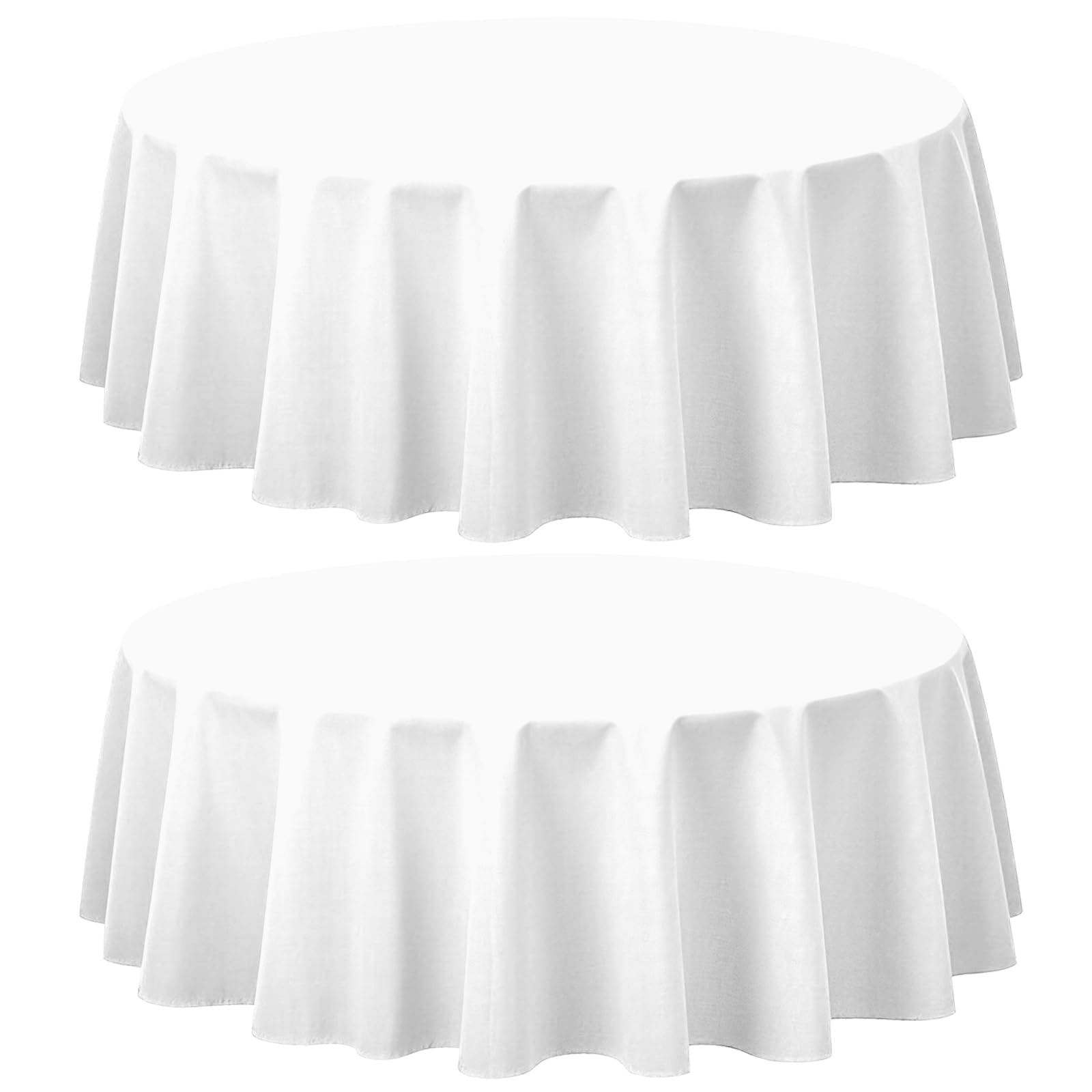 CXPSINC 2 Pack Premium Disposable Plastic Tablecloth 84" Round Table Cover for Birthdays Weddings Christmas Anniversary (White)