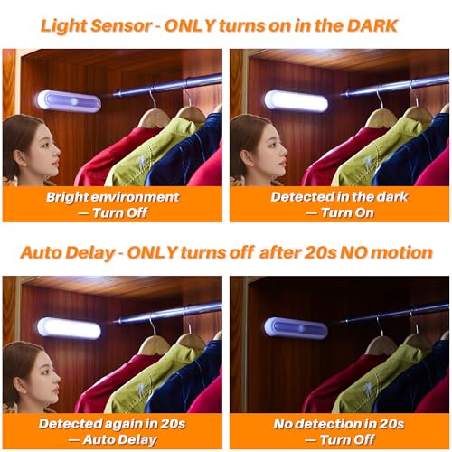 star-spangled 3 pack 7 motion sensor lights indoor battery operated stick on led light for closet stairs under cabinet cool white