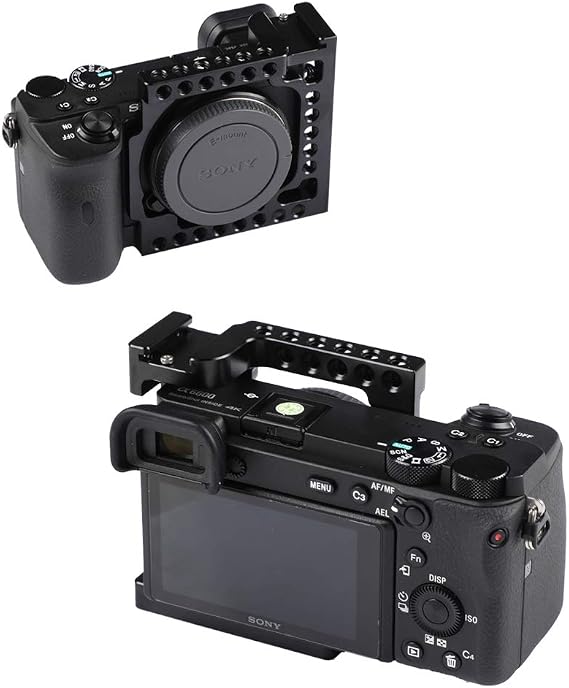 CAMVATE Camera Cage for Sony Alpha A6600/A6500 with Conversion 1/4-20 Adapter Hole(Black) - 1380