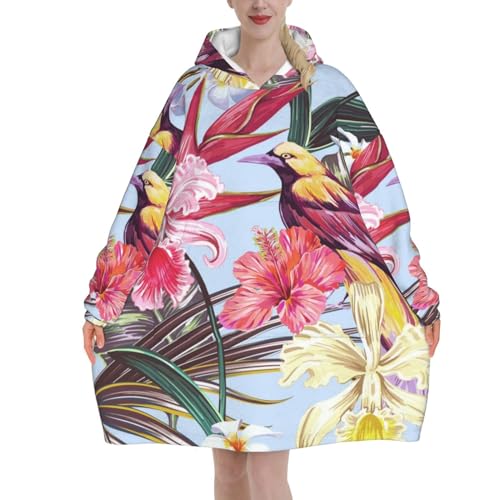 Cadeau pour femme : couverture à capuche en flanelle fleurie pour adulte