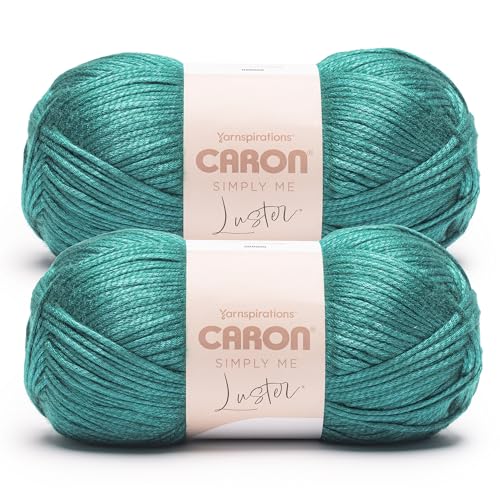 Image of Caron Simply Me Luster Yarn for Crocheting Soft, Teal Jade, 2-Pack | #4 Worsted Yarn, 65% Nylon & 35% Acrylic, Lustrous Blend Yarn for Crocheting, Knitting & Garments, 360yds, 170g /6oz per skein