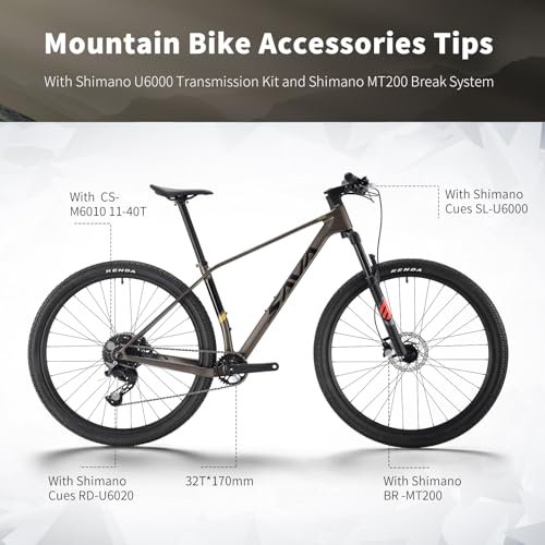 SAVADECK Carbon Fiber MTB with Shimano U6000 10 Speed Shift Groupset, Hydraulic Disc Brake with Shimano MT200 Break Syst - Additional View
