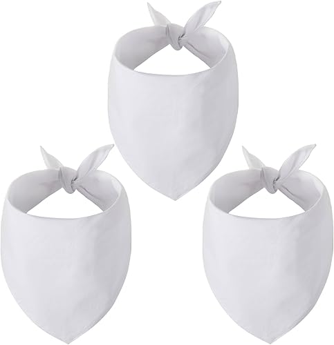 Miniatura 9 de Bandanas en blanco para perros, 2 unidades, bufanda triangular blanca sólida de algodón de primera calidad, diseño personalizado de