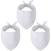 Blank Dog Bandana Large 3PCS, DIY Solid White Triangle Scarf Cotton