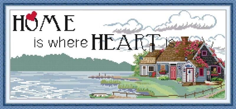Miniatura 1 de Kits de punto de cruz de 14 CT para principiantes Home is Where Heart is Printed Estampado Punto de Cruz Suministros Costura Impreso Kits de Bordado