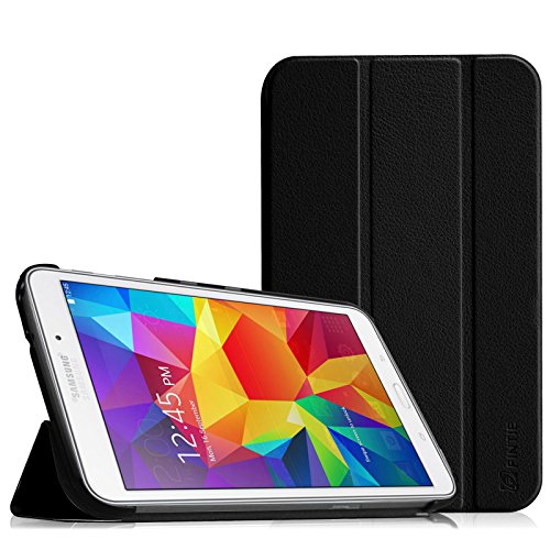 FINTIE SlimShell Funda para Samsung Galaxy Tab 4 7.0" - Súper Delgada y Ligera Carcasa de Cuero Sintético con Función de Soporte para Modelo SM-T230/T231/T235, Negro