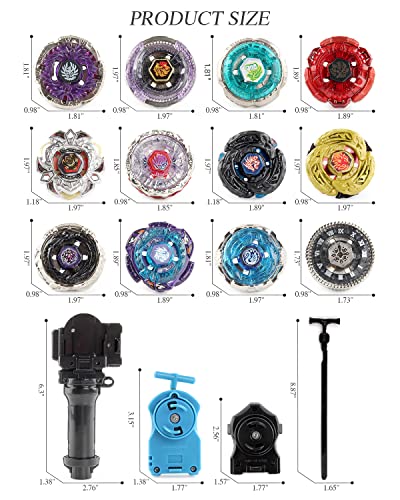 Aibreay Bey Battling Top Toy Blade Set 12 Spinning Tops 3 Launchers Metal Fusion Gyro Game With Portable Storage Box Gift For Kids Children Boys Ages 6+… 12Pcs thumb #5