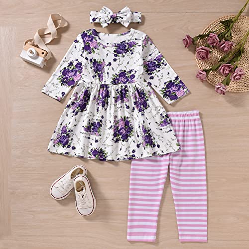 Image of Toddler-Girls-Fall-Clothes-Set Little Girls Highlow Tunic Tops+Leggings Outfit Boutique Clothing
