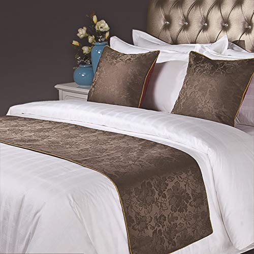 QCQZP Bed Runner Hotel Bedding_New Bed Flag Pillow Hotel Bedding Chinese Vintage Wedding Series, Brown, 2.0 Meter Bed - Bed Flag