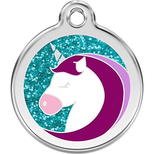 Red Dingo Personalized Glitter Unicorn Pet ID Dog Tag (Large)
