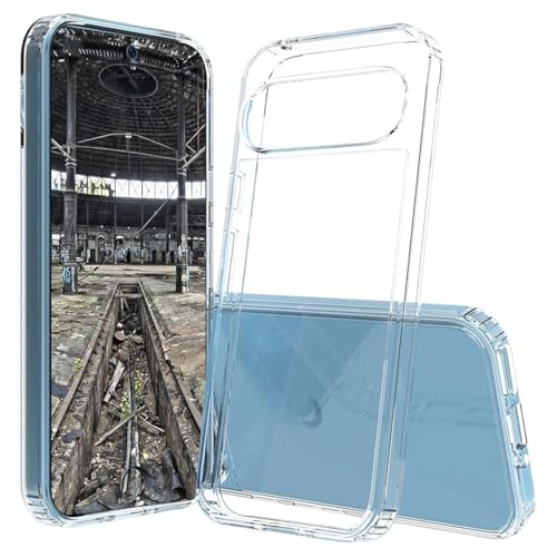 JT Berlin Pankow-Clear Coque de protection pour Google Pixel 9 Pro XL transparente (compatible avec chargement sans fil, cadre en TPU absorbant les chocs, dos en verre acrylique résistant aux rayures,