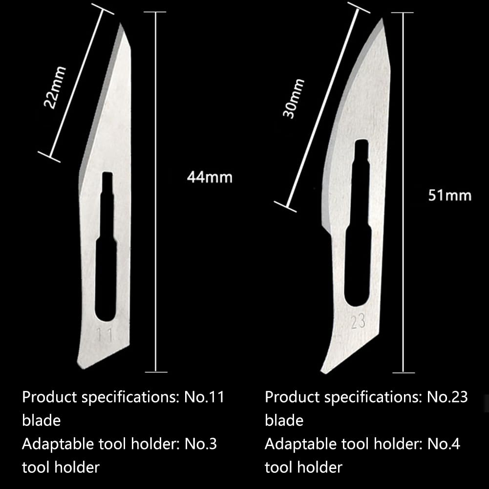 Set de Lames de Scalpel N° 11 et 23 avec Manche en Acier Inoxydable pour Art du Bois, Chirurgicale, Sculpture, Anatomie de Laboratoire, Création D'enseignes