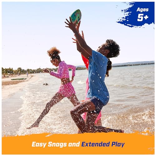 Image of Swimways Hydro Waterproof Football, Outdoor Games for Adults and Kids, Swimming Pool Accessories and Pool Party Games,9.25 Inches, Green